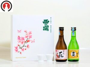 Hộp quà tặng Tết Nguyên Đán 2025 Đào Hoa Niên - Sake Nishinoseki Hana và Junmaishu 300ml